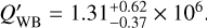 Mathematical equation: $Q'_\mathrm{WB} = 1.31_{-0.37}^{+0.62} \times 10^6$