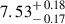Mathematical equation: $ 7.53^{\mathstrut+\,0.18}_{\mathstrut-\,0.17} $