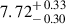 Mathematical equation: $ 7.72^{\mathstrut+\,0.33}_{\mathstrut-\,0.30} $