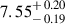 Mathematical equation: $ 7.55^{\mathstrut+\,0.20}_{\mathstrut-\,0.19} $