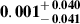 Mathematical equation: $ \mathbf{0.001^{\mathstrut+\,0.040}_{\mathstrut-\,0.041}} $