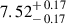 Mathematical equation: $ 7.52^{\mathstrut+\,0.17}_{\mathstrut-\,0.17} $