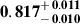 Mathematical equation: $ \mathbf{0.817^{\mathstrut+\,0.011}_{\mathstrut-\,0.010}} $