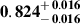 Mathematical equation: $ \mathbf{0.824^{\mathstrut+\,0.016}_{\mathstrut-\,0.016}} $