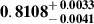 Mathematical equation: $ \mathbf{0.8108^{\mathstrut+\,0.0033}_{\mathstrut-\,0.0041}} $