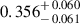 Mathematical equation: $ 0.356^{\mathstrut+\,0.060}_{\mathstrut-\,0.061} $