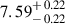 Mathematical equation: $ 7.59^{\mathstrut+\,0.22}_{\mathstrut-\,0.22} $
