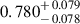 Mathematical equation: $ 0.780^{\mathstrut+\,0.079}_{\mathstrut-\,0.078} $