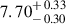 Mathematical equation: $ 7.70^{\mathstrut+\,0.33}_{\mathstrut-\,0.30} $