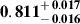 Mathematical equation: $ \mathbf{0.811^{\mathstrut+\,0.017}_{\mathstrut-\,0.016}} $