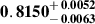 Mathematical equation: $ \mathbf{0.8150^{\mathstrut+\,0.0052}_{\mathstrut-\,0.0063}} $