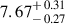 Mathematical equation: $ 7.67^{\mathstrut+\,0.31}_{\mathstrut-\,0.27} $