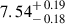 Mathematical equation: $ 7.54^{\mathstrut+\,0.19}_{\mathstrut-\,0.18} $