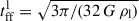 Mathematical equation: $ t_{\mathrm{ff}}^{\mathrm{l}}=\sqrt{3\pi/(32\,G\,\rho_{\mathrm{l}})} $