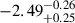 Mathematical equation: $ -2.49^{-0.26}_{+0.25} $