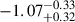 Mathematical equation: $ -1.07^{-0.33}_{+0.32} $