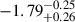 Mathematical equation: $ -1.79^{-0.25}_{+0.26} $