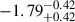 Mathematical equation: $ -1.79^{-0.42}_{+0.42} $