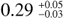 Mathematical equation: $0.29^{+0.05}_{-0.03}$