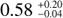 Mathematical equation: $0.58^{+0.20}_{-0.04}$