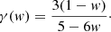 Mathematical equation: $$ \begin{aligned} \gamma (w) = \frac{3(1 - w)}{5 - 6w}\cdot \end{aligned} $$