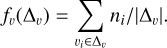 Mathematical equation: f_v(\Delta_v) = \sum_{v_i \in \Delta_v} n_i/ |\Delta_v|.