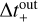Mathematical equation: ${\rm{\Delta }}t_ + ^{{\rm{out}}}$