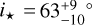 Mathematical equation: ${i_ \star } = 63_{ - 10}^{ + 9} \circ $