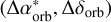 Mathematical equation: $({\rm{\Delta }}\alpha _{{\rm{orb}}}^*,{\rm{\Delta }}{\delta _{{\rm{orb}}}})$