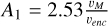 Mathematical equation: $\[A_{1}=2.53 \frac{v_{M}}{v_{e n c}}\]$