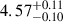 Mathematical equation: $ 4.57^{+0.11}_{-0.10} $