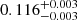 Mathematical equation: $ 0.116^{+0.003}_{-0.003} $