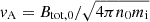 Mathematical equation: $ v_{\mathrm{A}} = B_{\mathrm{tot,0}} / \sqrt{4 \pi n_0 m_{\mathrm{i}}} $
