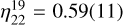 Mathematical equation: $\[\eta_{22}^{19}=0.59(11)\]$
