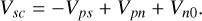 Mathematical equation: $\[V_{s c}=-V_{p s}+V_{p n}+V_{n 0}.\]$