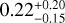 Mathematical equation: $0.22_{ - 0.15}^{ + 0.20}$