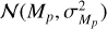 Mathematical equation: ${\cal N}\left( {{M_p},\sigma _{{M_p}}^2} \right)$