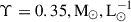 Mathematical equation: $ \Upsilon = 0.35,\mathrm{M_{\odot},L_{\odot}^{-1}} $