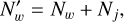 Mathematical equation: $\[N_w^{\prime}=N_w+N_j,\]$