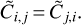 Mathematical equation: $\[\tilde{C}_{i, j}=\tilde{C}_{j, i}\]$