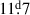 Mathematical equation: $ 11{{\overset{\text{d}}{.}}}7 $