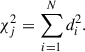 Mathematical equation: $$ \begin{aligned} \chi ^2_j = \sum _{i=1}^N d_i^2. \end{aligned} $$