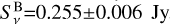 Mathematical equation: $S_\nu ^{\rm{B}} = {\rm{0}}{\rm{.225}} \pm 0.006\,{\rm{jy}}$