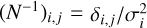 Mathematical equation: $(N^{-1})_{i,j} = \delta_{i,j}/\sigma_i^2$