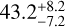 Mathematical equation: $43.2^{+8.2}_{-7.2}$