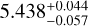 Mathematical equation: $5.438^{+0.044}_{-0.057}$