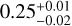 Mathematical equation: $0.25^{+0.01}_{-0.02}$