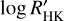 Mathematical equation: $\[\log~ R_{\mathrm{HK}}^{\prime}\]$