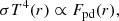 Mathematical equation: $$ \begin{aligned} \sigma T^{4}(r) \propto F_{\mathrm{pd} }(r), \end{aligned} $$