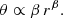 Mathematical equation: $$ \begin{aligned} \theta \propto \beta \, r^{\beta }. \end{aligned} $$